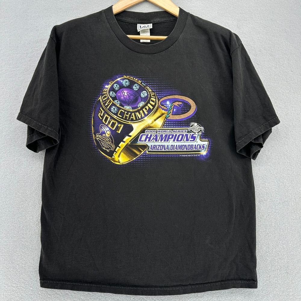 2001 Arizona Diamondbacks World Series Champions Black Ring TShirt L VTG Y2K MLB